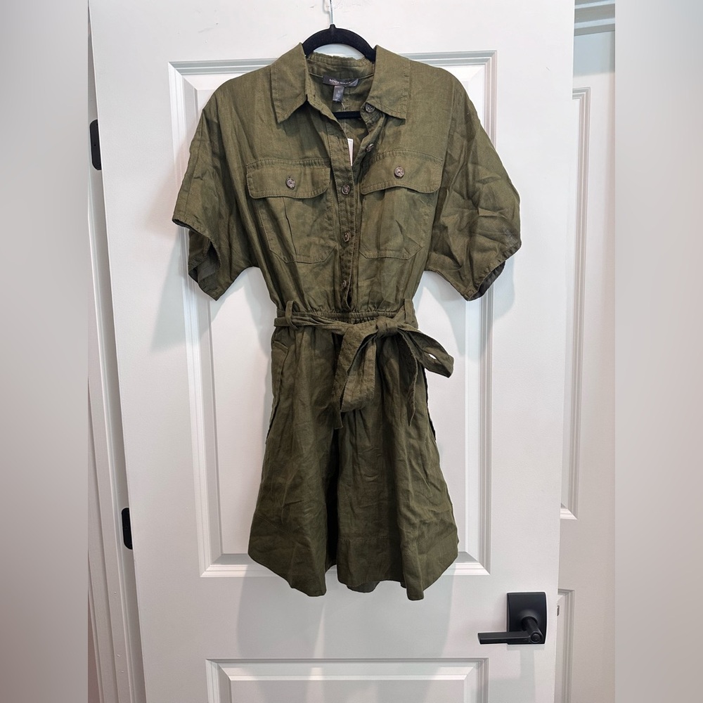 Banana Republic Olive Button-Up Shirt Dress